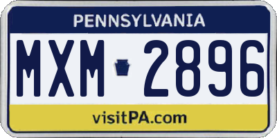 PA license plate MXM2896