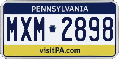 PA license plate MXM2898