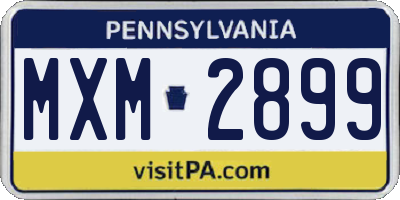 PA license plate MXM2899