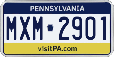 PA license plate MXM2901