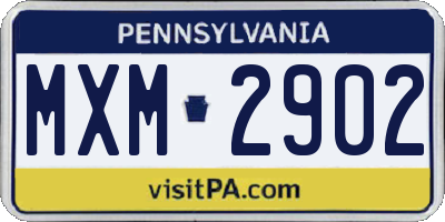 PA license plate MXM2902