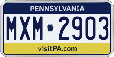PA license plate MXM2903