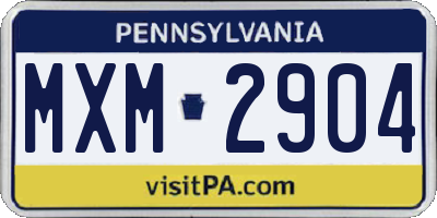 PA license plate MXM2904