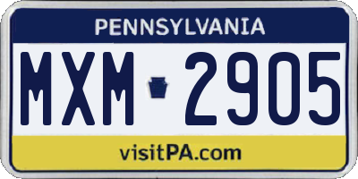 PA license plate MXM2905