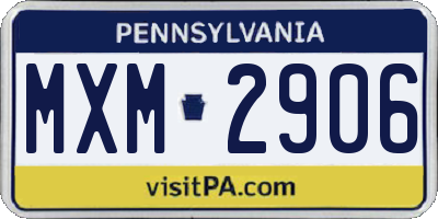 PA license plate MXM2906