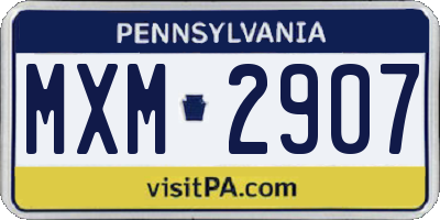PA license plate MXM2907