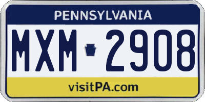 PA license plate MXM2908