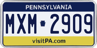 PA license plate MXM2909
