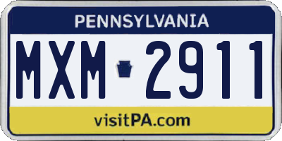 PA license plate MXM2911
