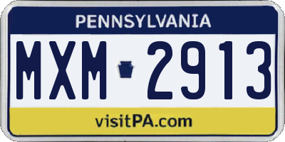 PA license plate MXM2913