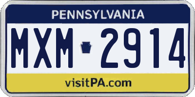 PA license plate MXM2914