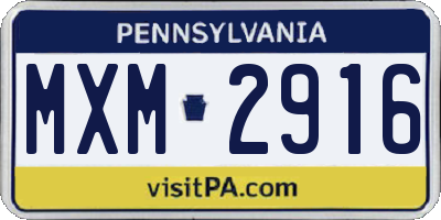 PA license plate MXM2916