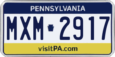 PA license plate MXM2917