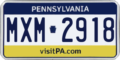 PA license plate MXM2918