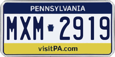 PA license plate MXM2919