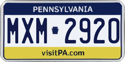 PA license plate MXM2920