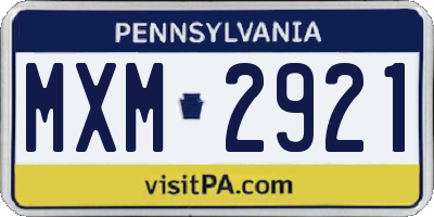 PA license plate MXM2921
