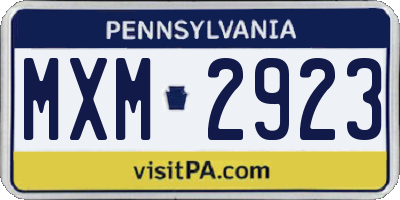 PA license plate MXM2923