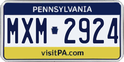PA license plate MXM2924
