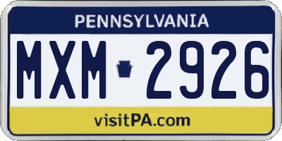 PA license plate MXM2926