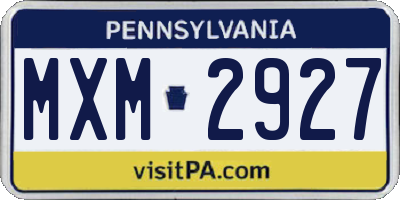 PA license plate MXM2927