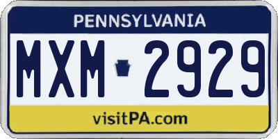 PA license plate MXM2929