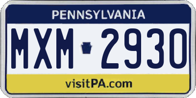 PA license plate MXM2930