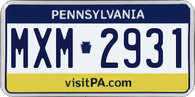 PA license plate MXM2931