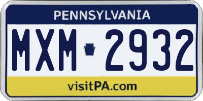 PA license plate MXM2932