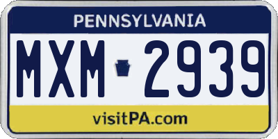 PA license plate MXM2939