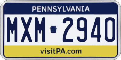 PA license plate MXM2940