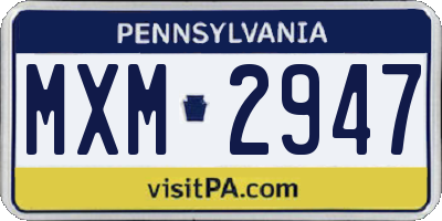 PA license plate MXM2947