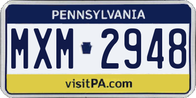PA license plate MXM2948