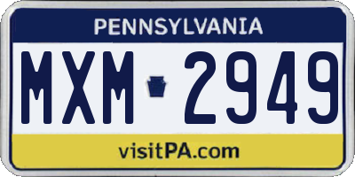 PA license plate MXM2949