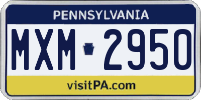 PA license plate MXM2950