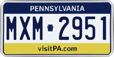 PA license plate MXM2951