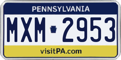 PA license plate MXM2953