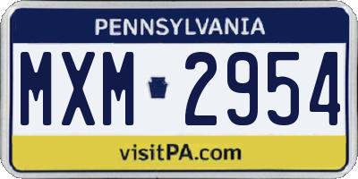 PA license plate MXM2954