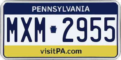 PA license plate MXM2955