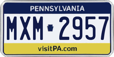 PA license plate MXM2957