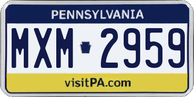 PA license plate MXM2959