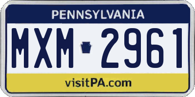PA license plate MXM2961