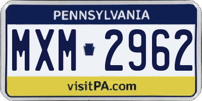 PA license plate MXM2962
