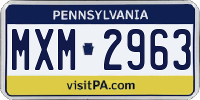 PA license plate MXM2963
