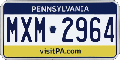 PA license plate MXM2964