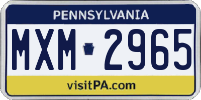 PA license plate MXM2965