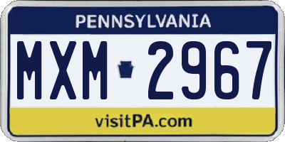 PA license plate MXM2967