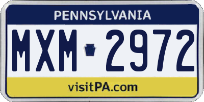 PA license plate MXM2972
