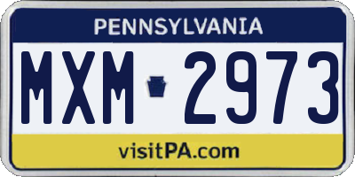PA license plate MXM2973