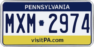 PA license plate MXM2974